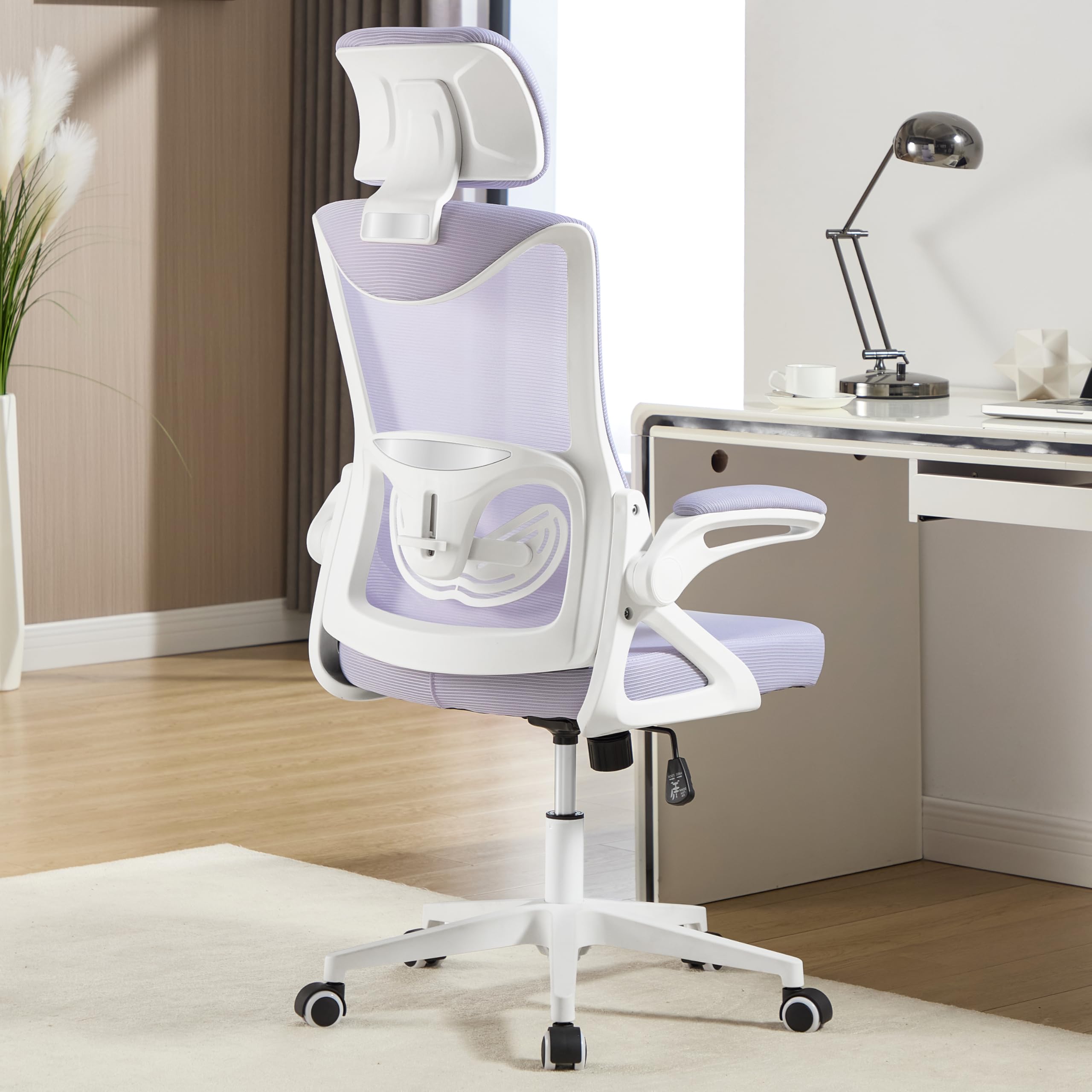 Fizzin Ergonomic Office Chair Ergonomic Desk Chair with Headrest Mesh Computer Chair with High Back Adjustable Lumbar Support