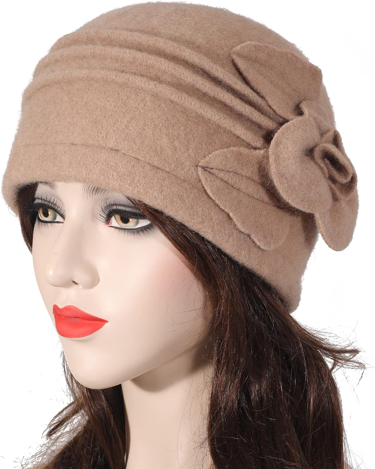 ZLYC Women Wool Cloche Bucket Hat 1920s Vintage Dress Winter Hats with Flower Accent - Image 3