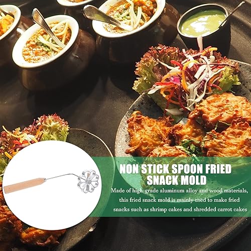 Miniatura 5 de Gofre de aluminio con roseta sueca con mango de madera, impresión creativa de tartas para galletas de roseta Bunuelos (patrón de flores)