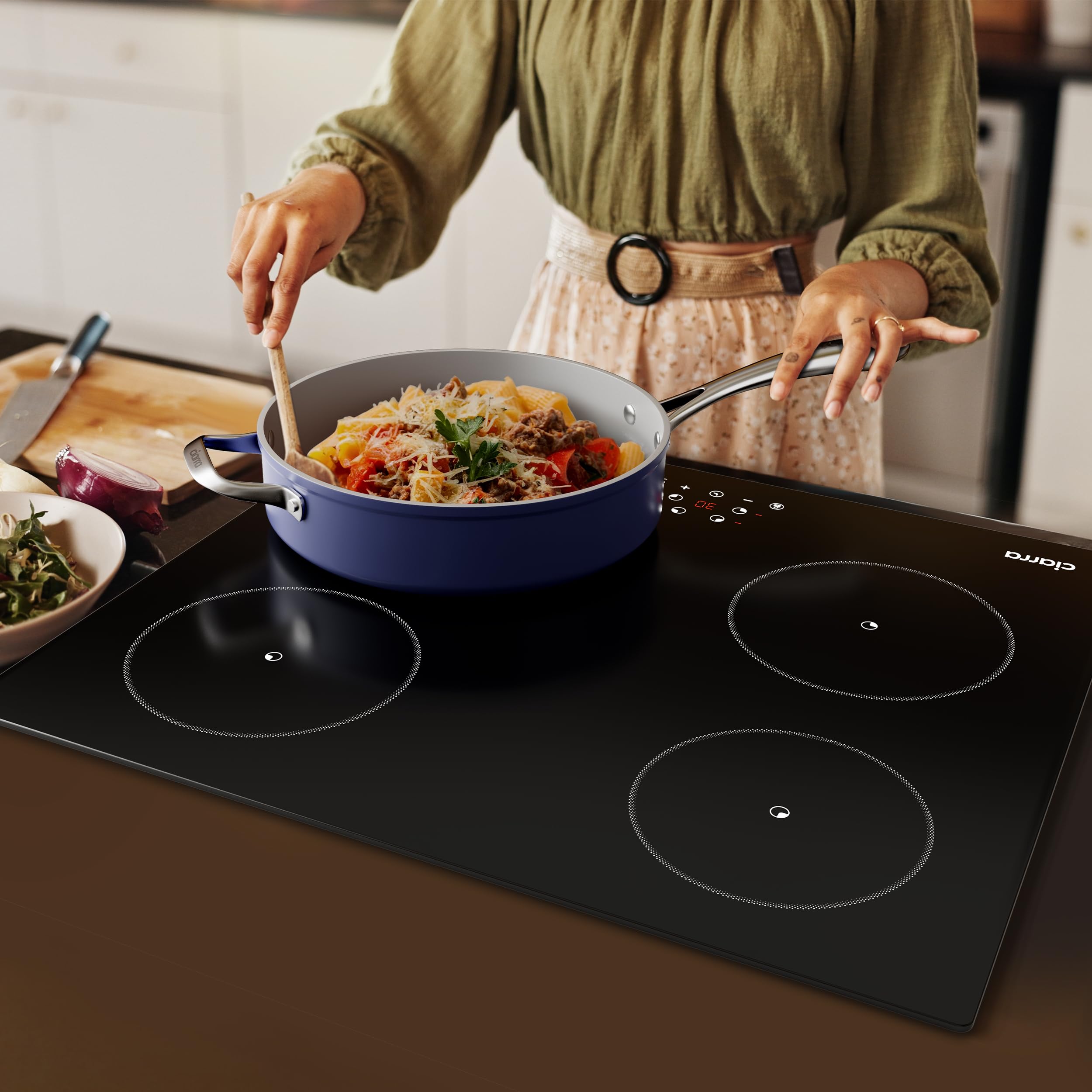 CIARRA Piano Cottura Induzione, Piastra Induzione 4 Fuochi 59 cm in Vetroceramica, Funzionamento Touch, 9 Livelli di Potenza, Spegnimento Automatico, CABBIH4-F