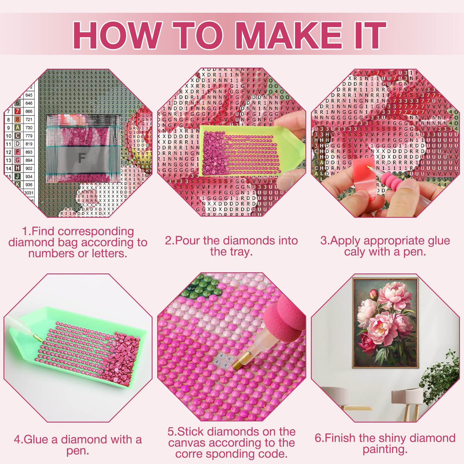 5D Peony Diamond Art Kit - Beginner DIY Painting -6 5D Peony Diamond Art Kit - Beginner DIY Painting -6