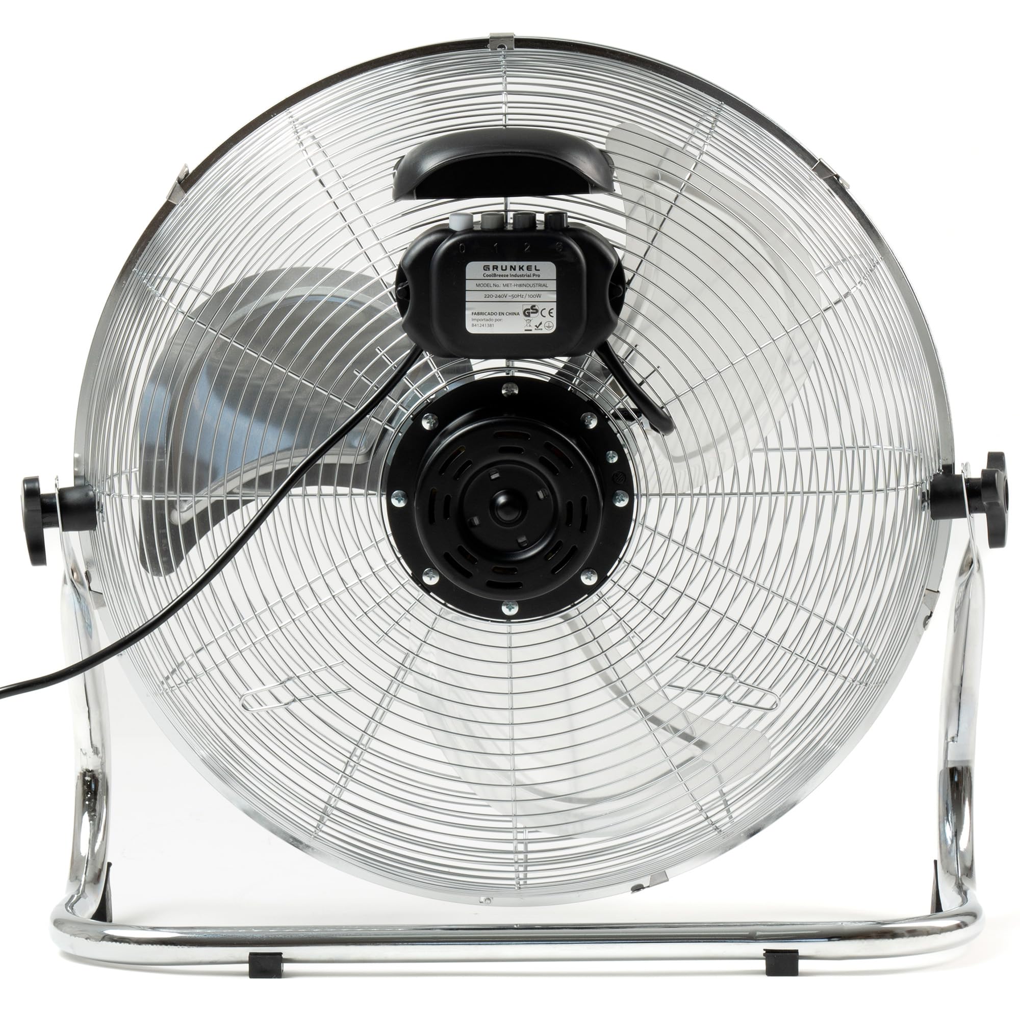 Grunkel - Ventilateur industriel de sol de 100 W et 45 cm de diamètre - MET-H18 industriel - Avec 3 vitesses différentes et angle d'inclinaison réglable