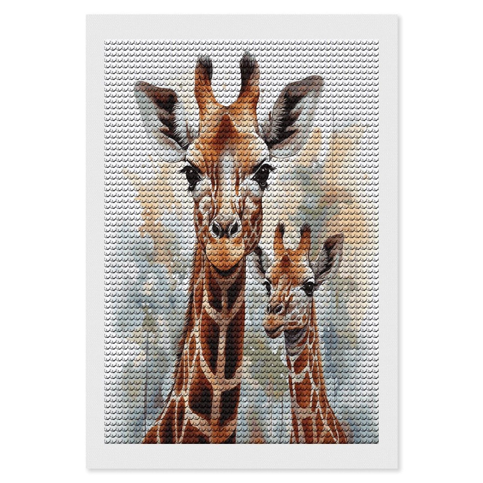 FekiLoot Watercolor Deer Giraffe Diamond Art Kits for Adults Diamond Painting Kits for Beginners DIY Diamond Art Kits Round Full Drill Diamond Dot Gem Painting for Home Wall Decor Gift 8"x12"