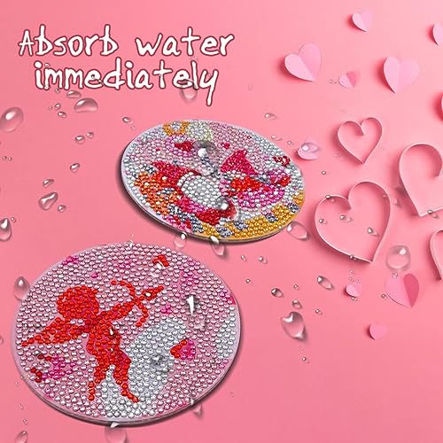 Miniatura 4 de Neknock 8 posavasos de pintura de diamantes de cumpleaños, kits de arte de diamantes para adultos y niños principiantes, posavasos de pintura de