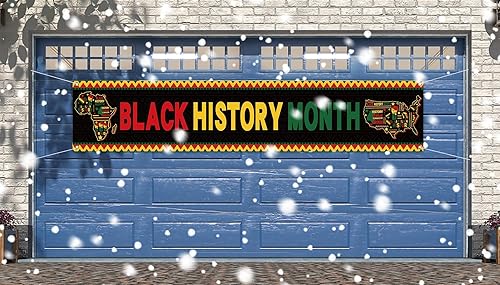 Miniatura 5 de Nepnuser Cartel colgante de valla del mes de la historia negra, decoración nacional afroamericana para fiestas, gran hogar, jardín, patio, 1.6 x 8.2