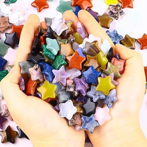 Miniatura 2 de 50 piedras de cristal en forma de estrella a granel de 0.8 pulgadas, mini estrellas de cristal surtido, piedras preciosas de palmera de bolsillo