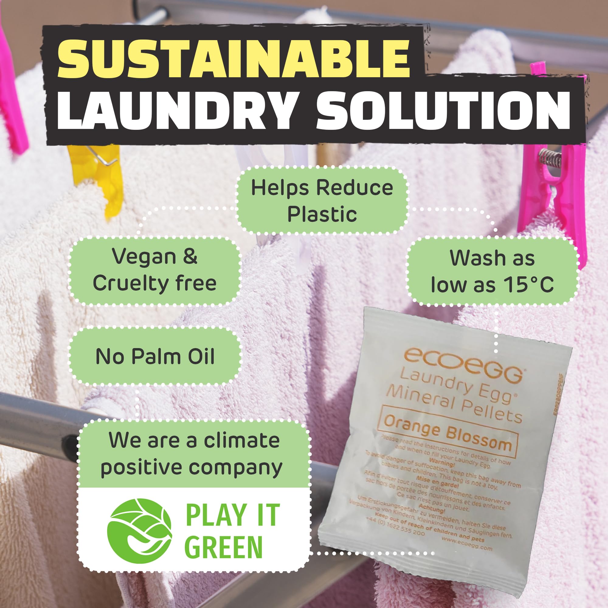 Ecoegg Laundry Egg Refill Pellets | Replacement for detergent, softener, oxi power + stain remover | Non bio | Sensitive Skin | 50 Washes (Orange Blossom) 3