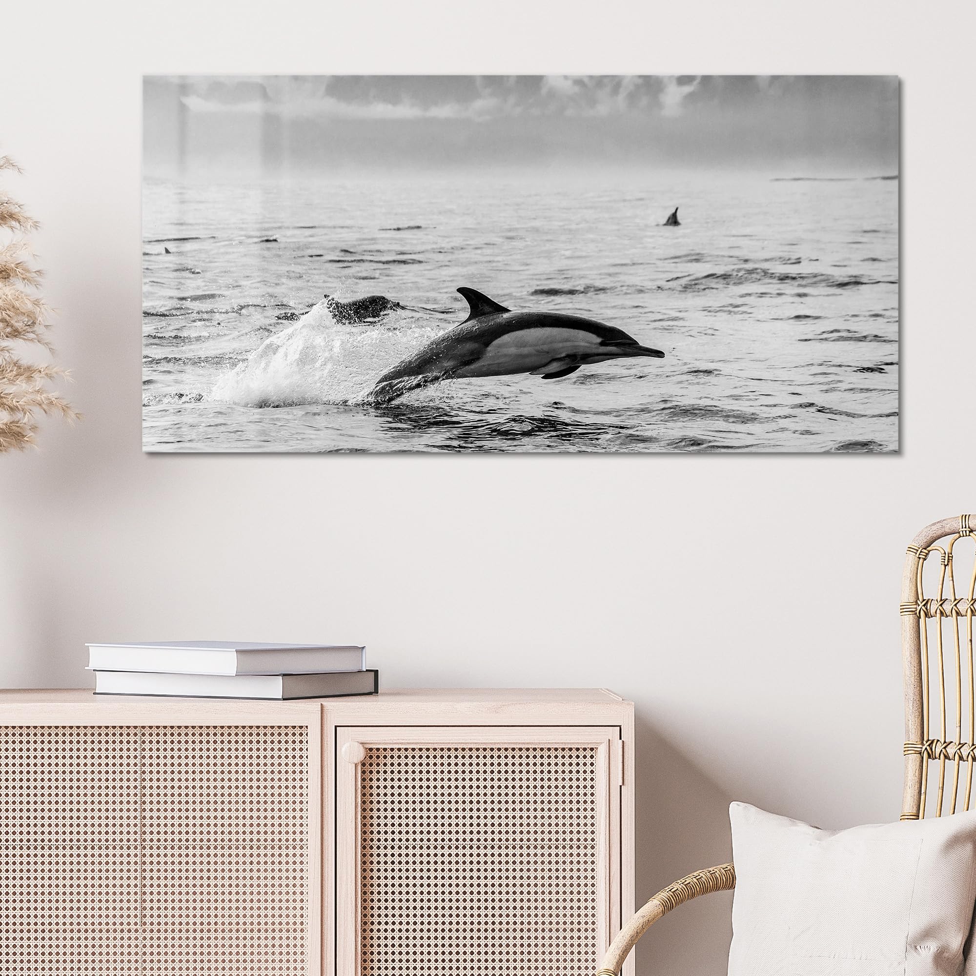 DEQORI Cuadro de cristal auténtico, diseño de saltos libres, horizontal, 100 x 50 cm, bonita decoración, mural para salón, dormitorio, pasillo y cocina