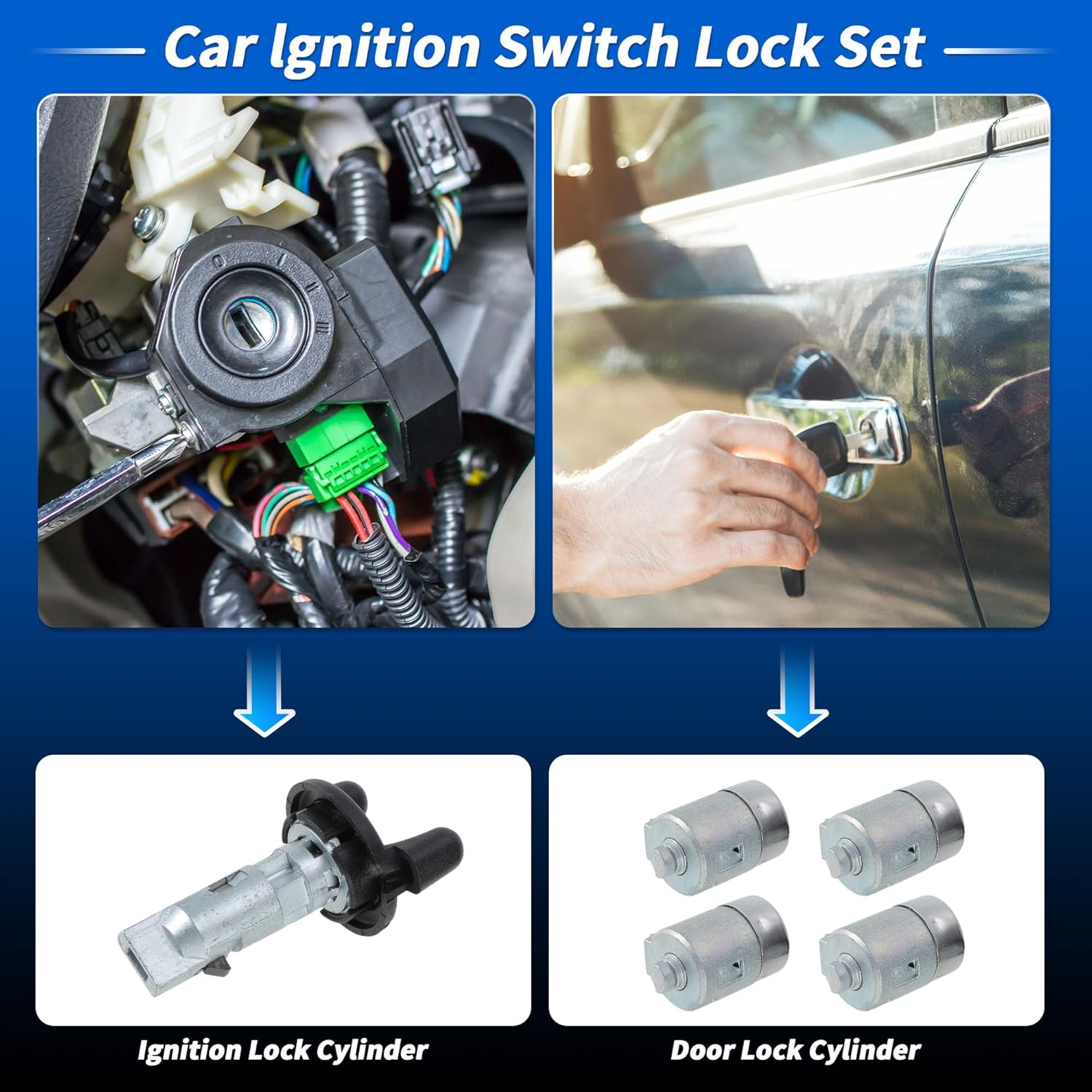 Ignition Lock Cylinder and Door Lock Cylinder with 2 Keys for Chevrolet Express Van 2001-2007 Ignition Switch Cylinder No.704600/706591/598007