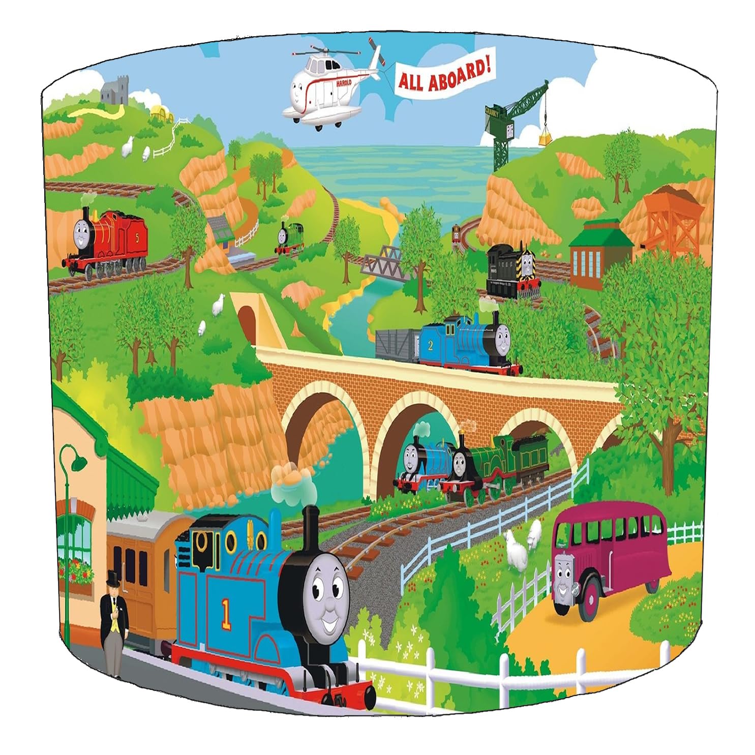 Thomas The Tank Engine All Aboard Lampshade in 3 Sizes for Ceiling Light Shade Pendant or Table Lamp Steam Train Locomotive