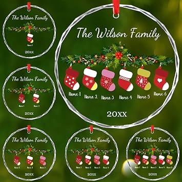 Personalized Christmas Ornaments 2025 Custom Family Name Ornaments for Christmas Tree,Customized Glass Name Christmas Ornaments for Family Friends