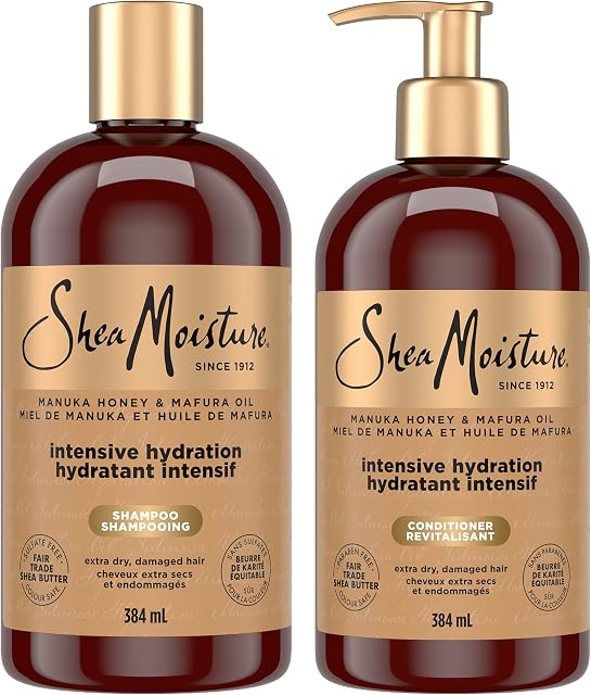 Shea Moisture Manuka Honey and Mafura Oil Shampoo and Conditioner For Extra Dry, Damaged Hair Formulated Without Sulfates, Silicones, Parabens, Phthalates, Mineral Oil or Petrolatum, 384ml (2-Pack)