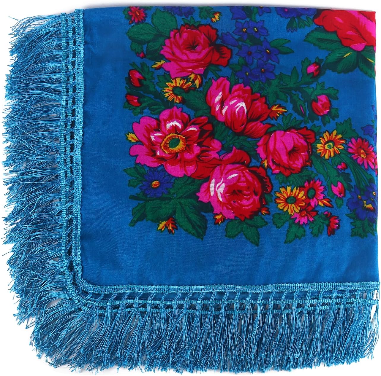 MJ SERECA Acrylic Bandana Printed Hair Scarf Square Ukrainian Head Scarf Floral Babushka Neck Scarf for Women 30"/42"/60" - Image 3