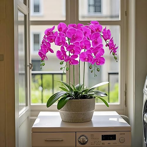 Miniatura 41 de Htmeing Flores artificiales de Phalaenopsis de 38 pulgadas, ramas de tacto real (no seda), flores de orquídeas para decoración de hogar, oficina, 2