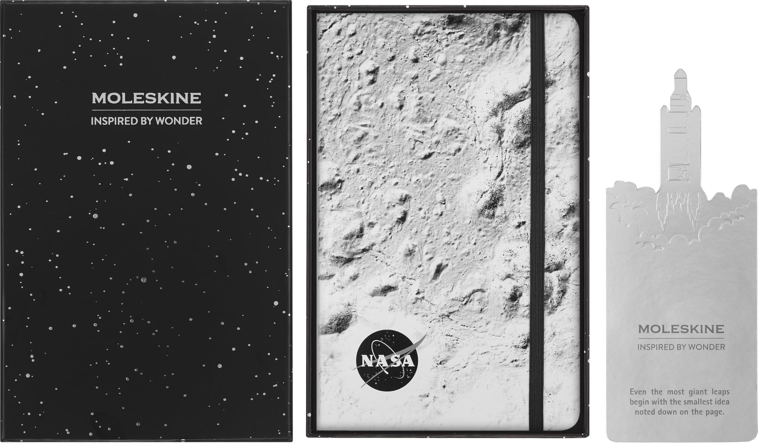 Moleskine SKBOXL7063S1 NASA-inspired Notebook, Horizontal Rule, with Box, Large Size (W x H x D): 5.1 x 8.3 inches (13 x 21 cm), Light Gray