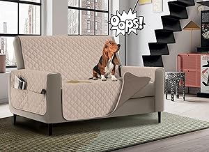 Banzaii copridivano impermeabile 2 posti, salvadivano antimacchia, trapuntato, bicolor con tasche porta oggetti – Sabbia/Corda per seduta da 115 a 140 cm