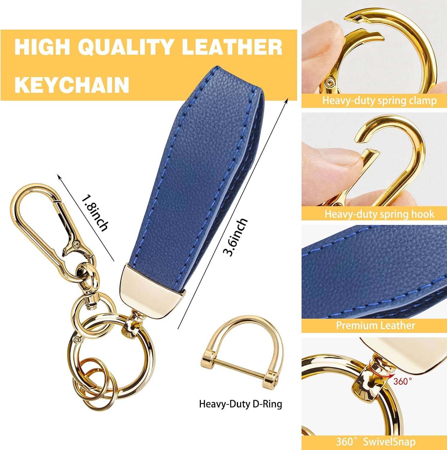 Key Fob Cover for Nissan, Leather & Soft TPU Key Case Compatible with Nissan Pathfinder, Rogue, Kicks, Sentra 2023–2025 5-Button Smart Key Case (Gold Blue) image 4