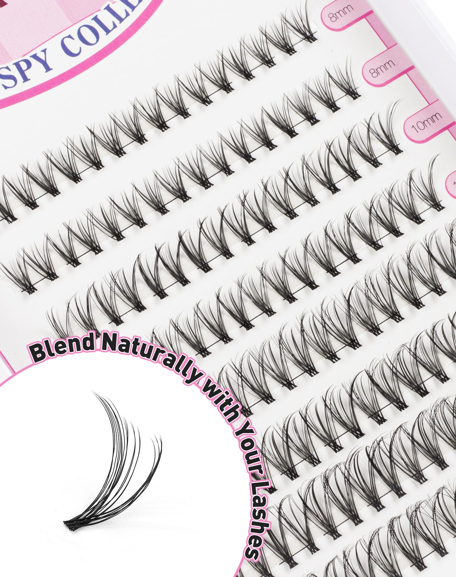 Short Lash Clusters Wispy C Curl Eyelash Clusters Volume Individual Eyelashes Natural Cluster Eyelash Extensions Natural Looking Cluster Lashes by Jiocolor（C Curl, 8-14mm): Full Volume