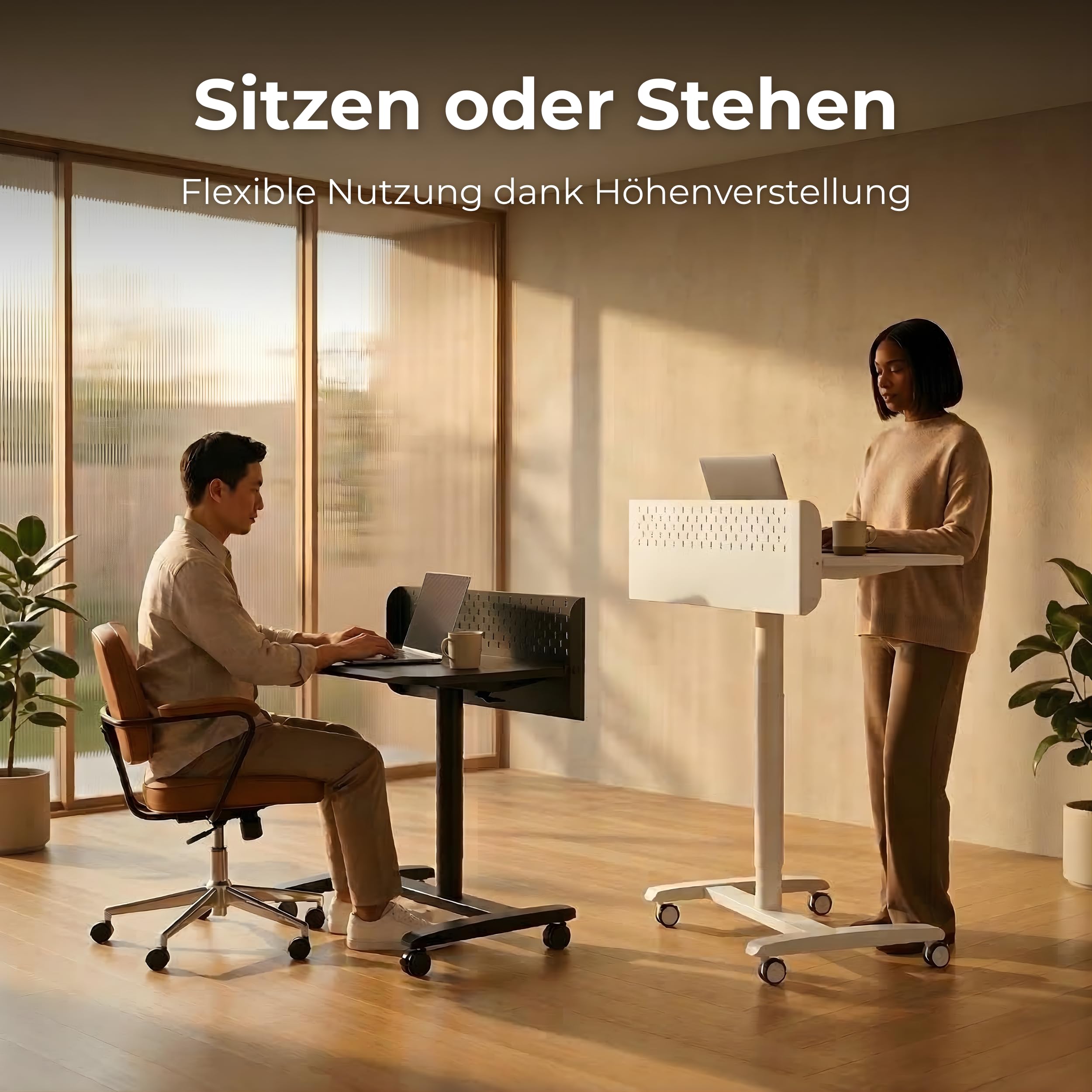 Spacetronik Stehpult Höhenverstellbar Schreibtisch, Mobiler Sitz-Steh Tisch