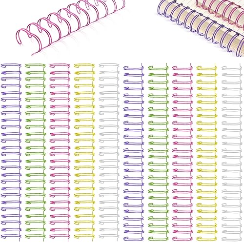 Chengu 24 Pcs Cinch Wire Binding Wire Twin Binding Spines Twin Loop Spines Double Ring Coil for Document Notebook File Making(9/16 Inch,Vivid Colors)