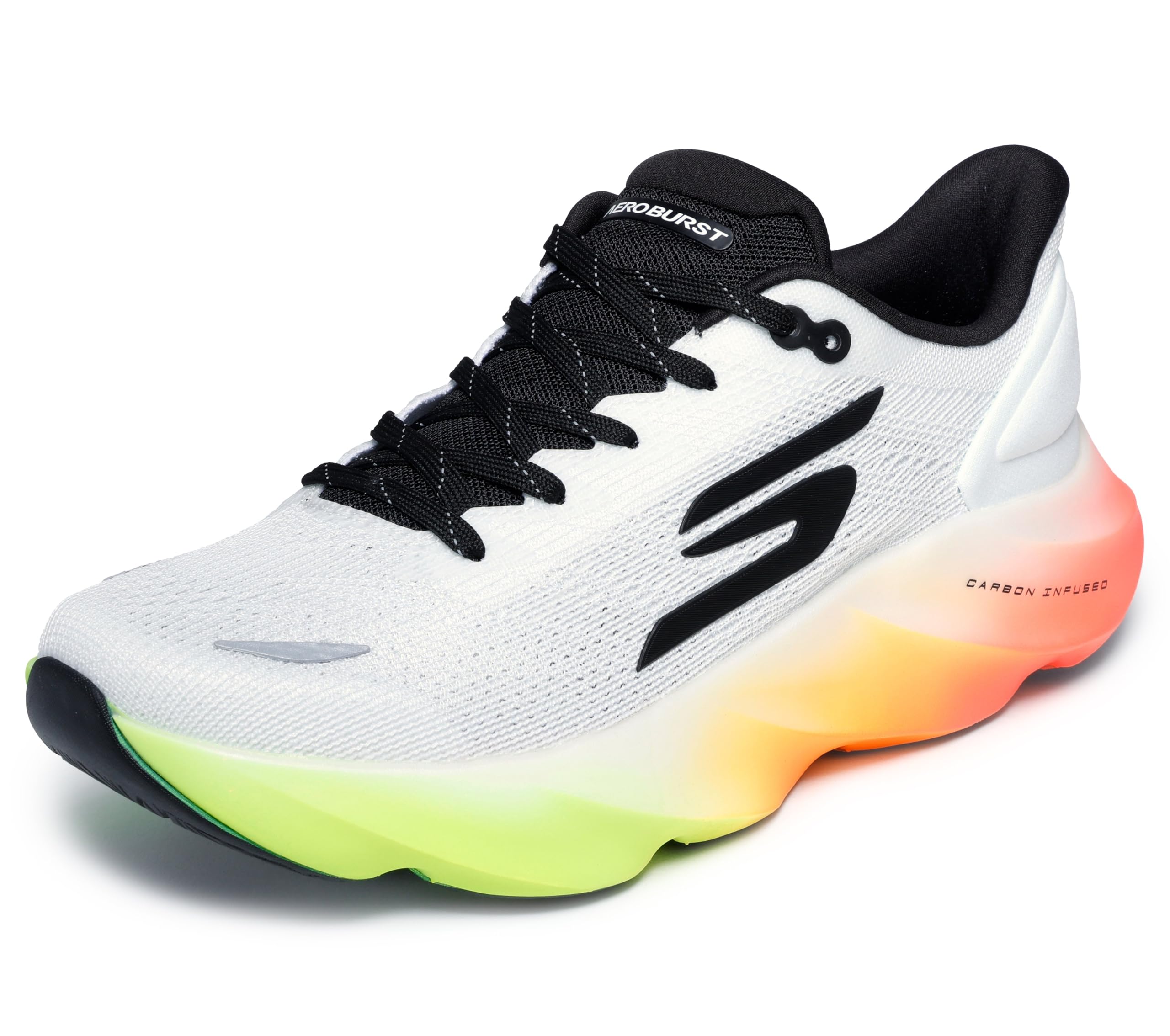 Skechers Men's Aero Burst Sneaker, White/Black/Multi, 8.5