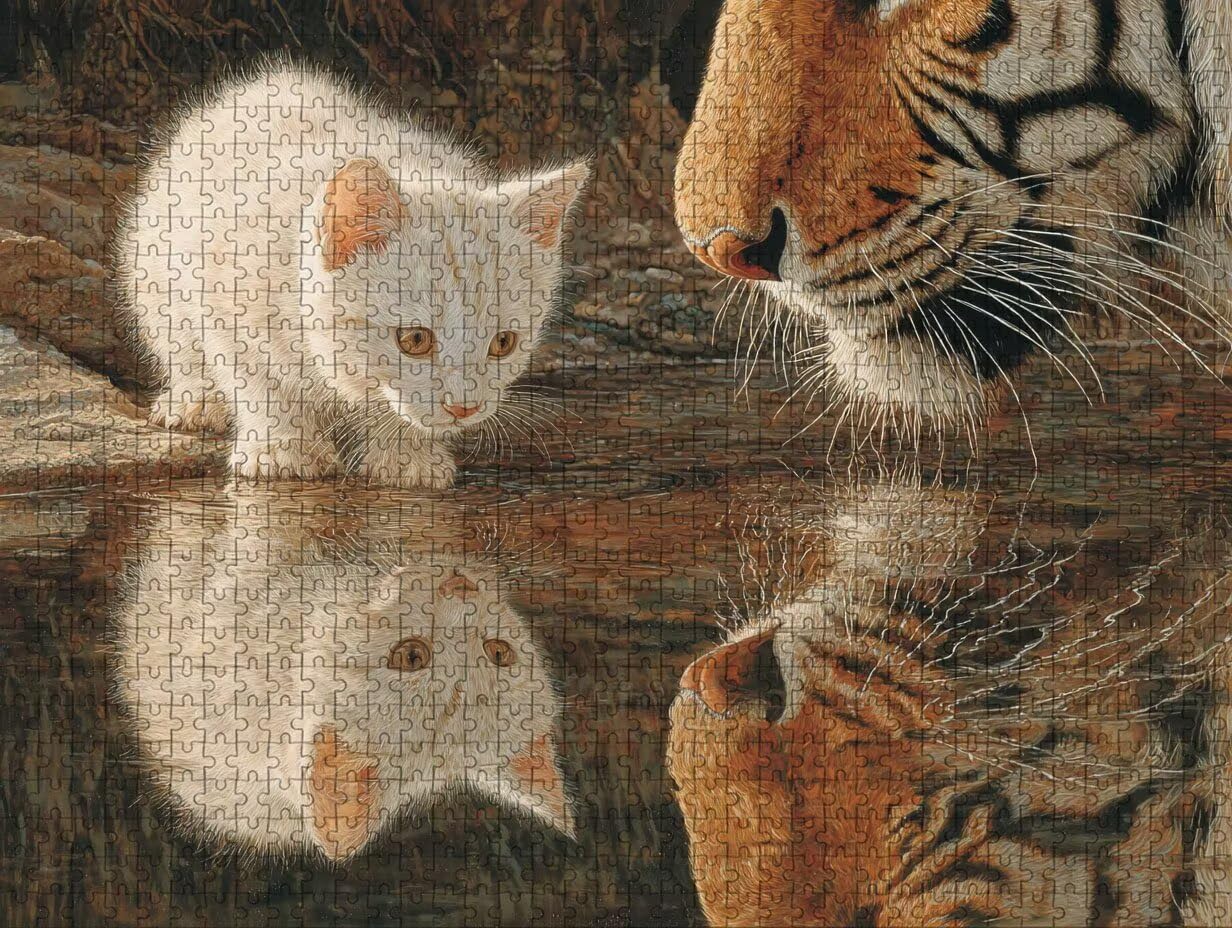 Gatto Puzzle 4000 Pezzi Adulti, Tigre Puzzle Legno con Scatola 141x87cm, Idea Regalo Uomo e Donna, Divertimento Per Adulti, per Gioco Familiar, Giochi di Sfida, Squisita confezione Regalo, Z-6337