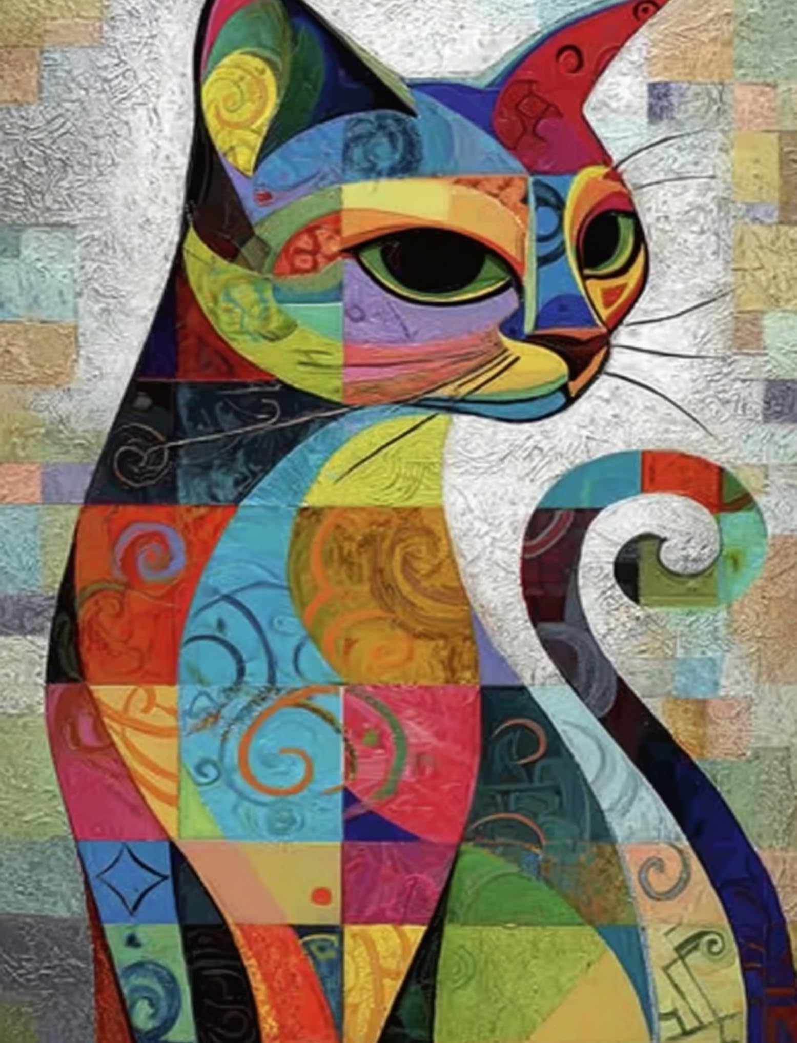 WANGWANGMIAO DIY Oil Painting Paint by Number Kit for Adults -Color cat- 40x50cm Linen Canvas Paint by Numbers Crafts Kits Gift for Relax and De-Stress 16x20inch，with Frame