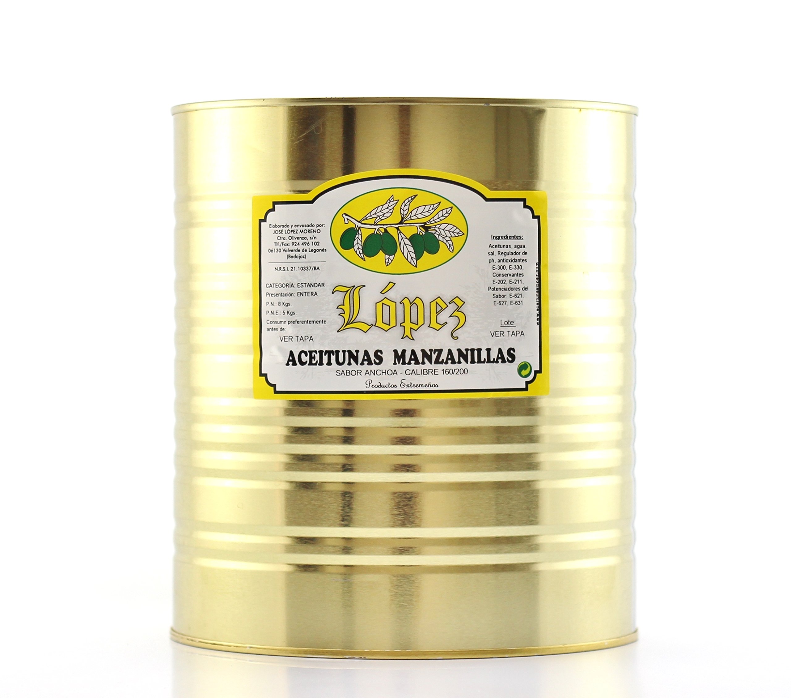 Aceitunas Manzanillas Sabor Anchoa 8 kg Peso Neto