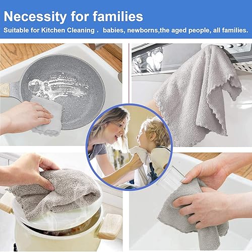 Miniatura 6 de Zekeroll 12 paños de cocina paños de cocina para lavar platos ultra absorbentes de terciopelo de coral para cocina toallas de mano de cocina aceite