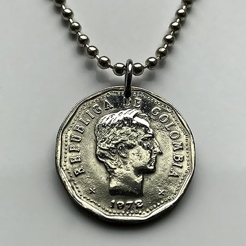 Miniatura 2 de 1972 Colombia 50 Centavos moneda colgante General Santander Bogotá Medellín Cali Barranquilla Cartagena Cúcuta Soacha Soledad Bucaramanga Bello