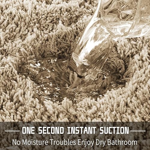Miniatura 4 de Yimobra - Tapetes para baño gruesos, suaves y de pelo cortado, cómodos y antideslizantes, superpeludos y ultraafelpados, rápida absorción de agua,