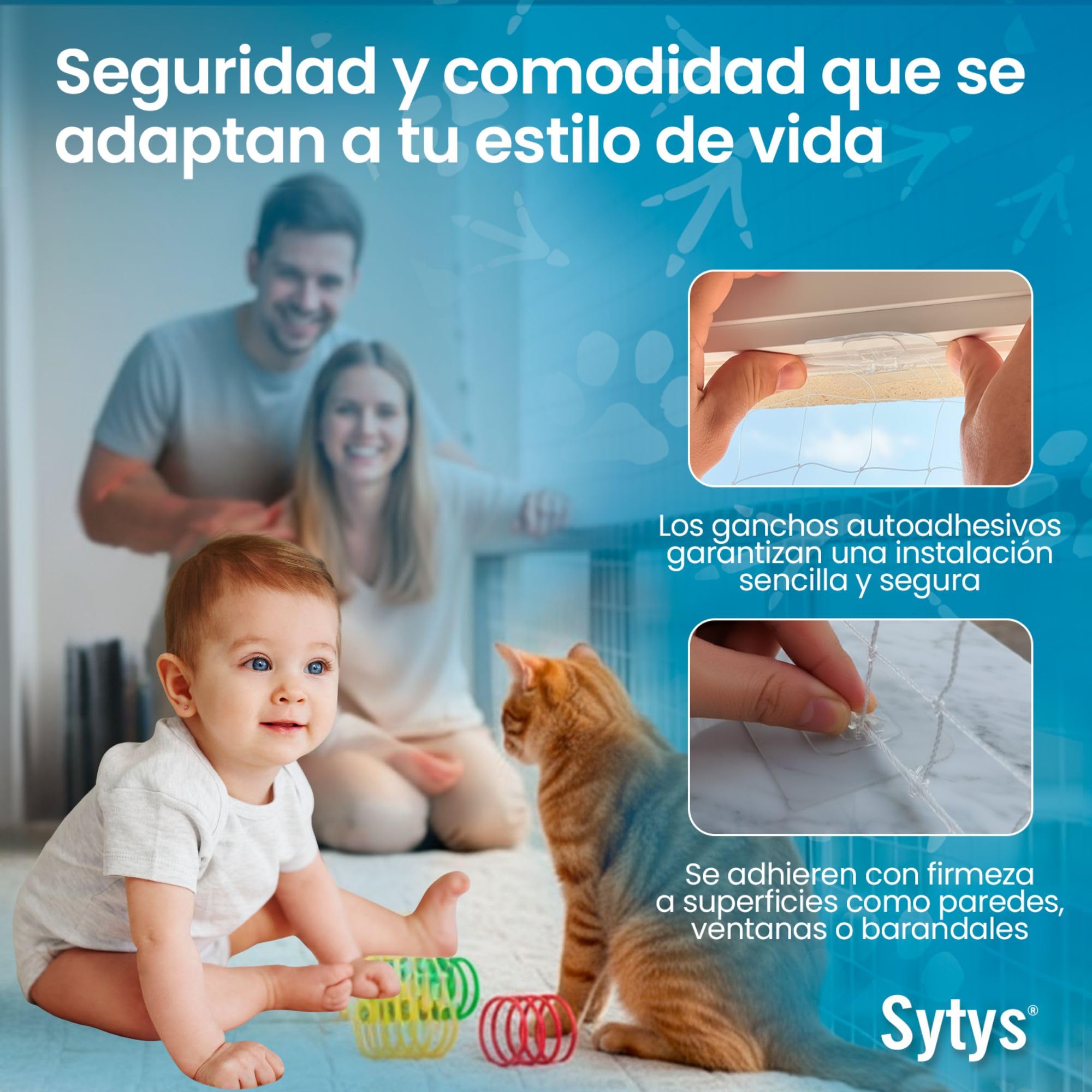 RED para GATOS Terraza SIN TALADRO + 4 Juguetes de REGALO (8x3m) TRANSPARENTE Red para Gatos Ventanas Red para Gatos Terraza Red Gatos Balcon Kit Instalación Completo Incluido | Malla Gatos Terraza
