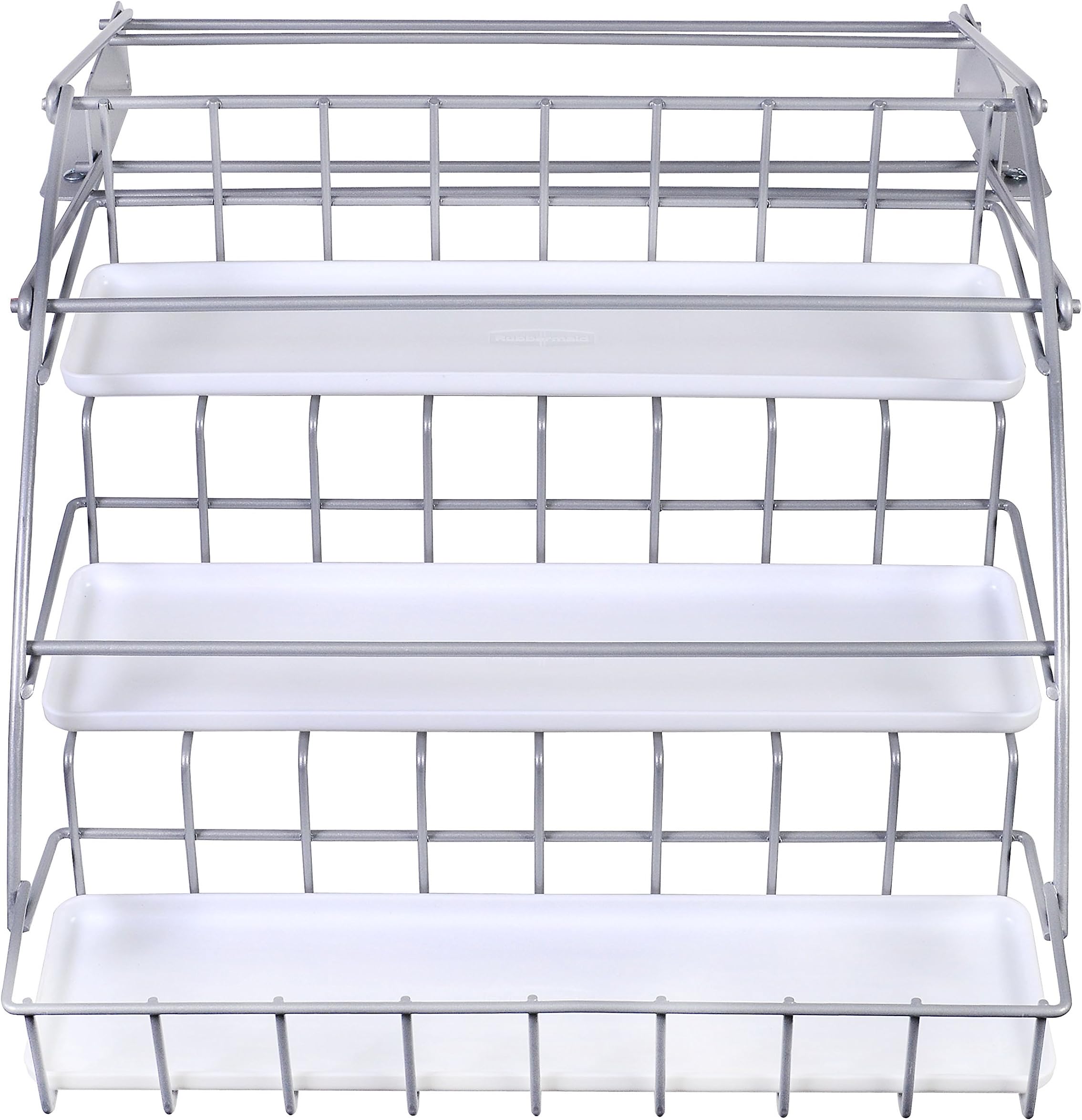 Rubbermaid Pull Down White Spice Rack and Satin Nickel, Clear