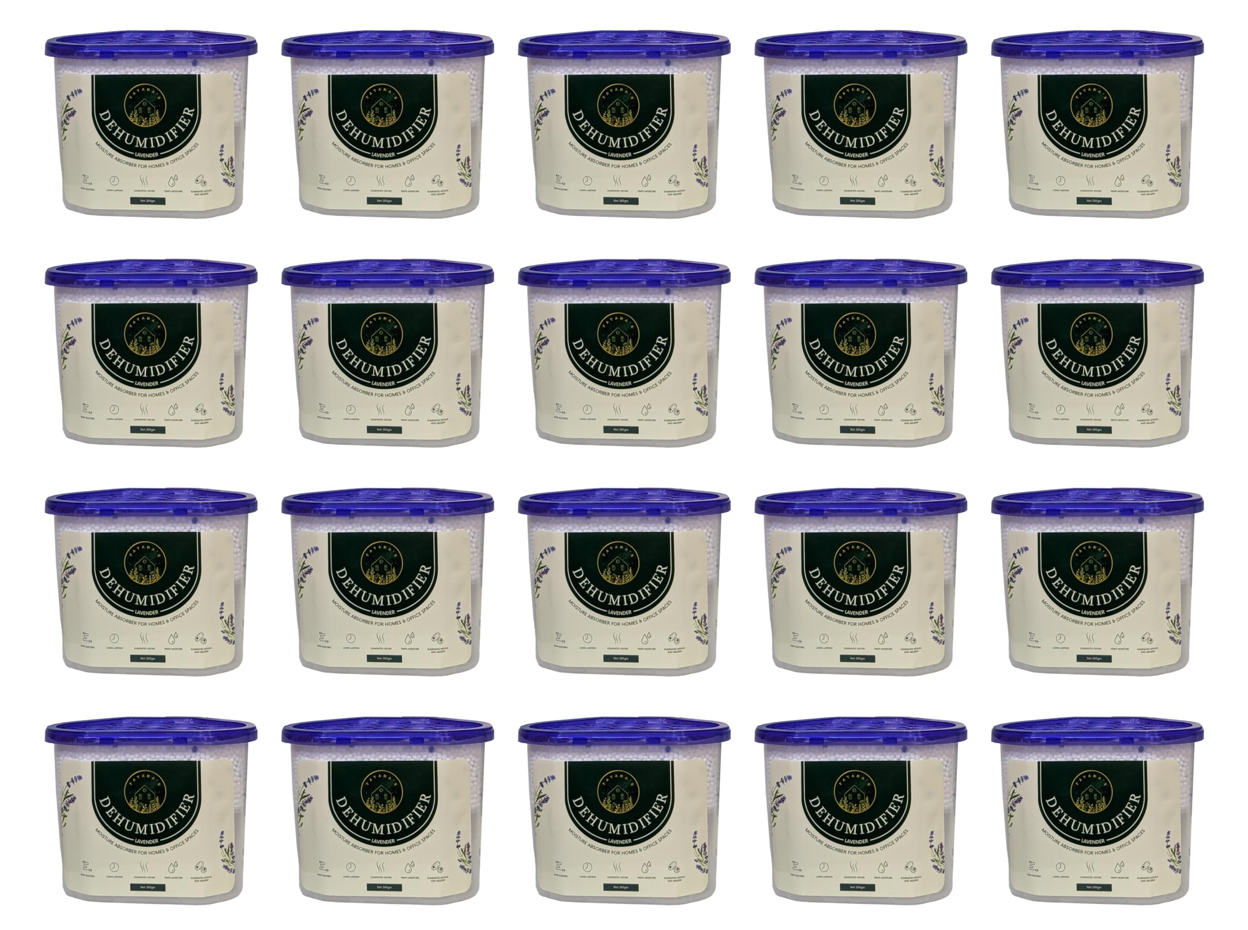 20 Pack โ 600ml Lavender Scented Dehumidifiers Disposable โ Moisture Absorber, Damp Absorber, Condensation Absorbers Dehumidifiers for Home, Kitchen, Bedroom, Office, Garage, Bathroom & Basement.