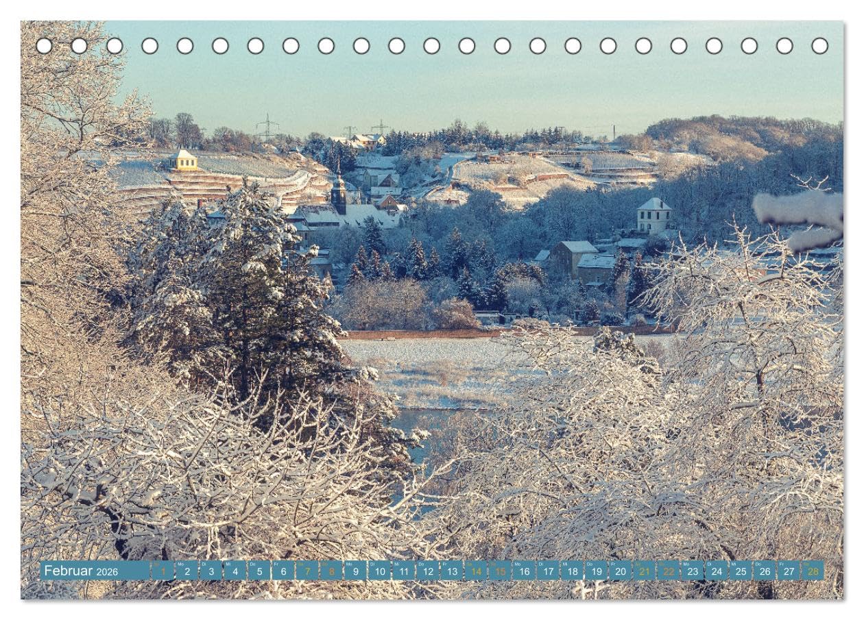 Winter im Meißner Hinterland (Tischkalender 2026 DIN A5 quer), CALVENDO Monatskalender: Tiefer Winter im idyllischen Hinterland von Meißen