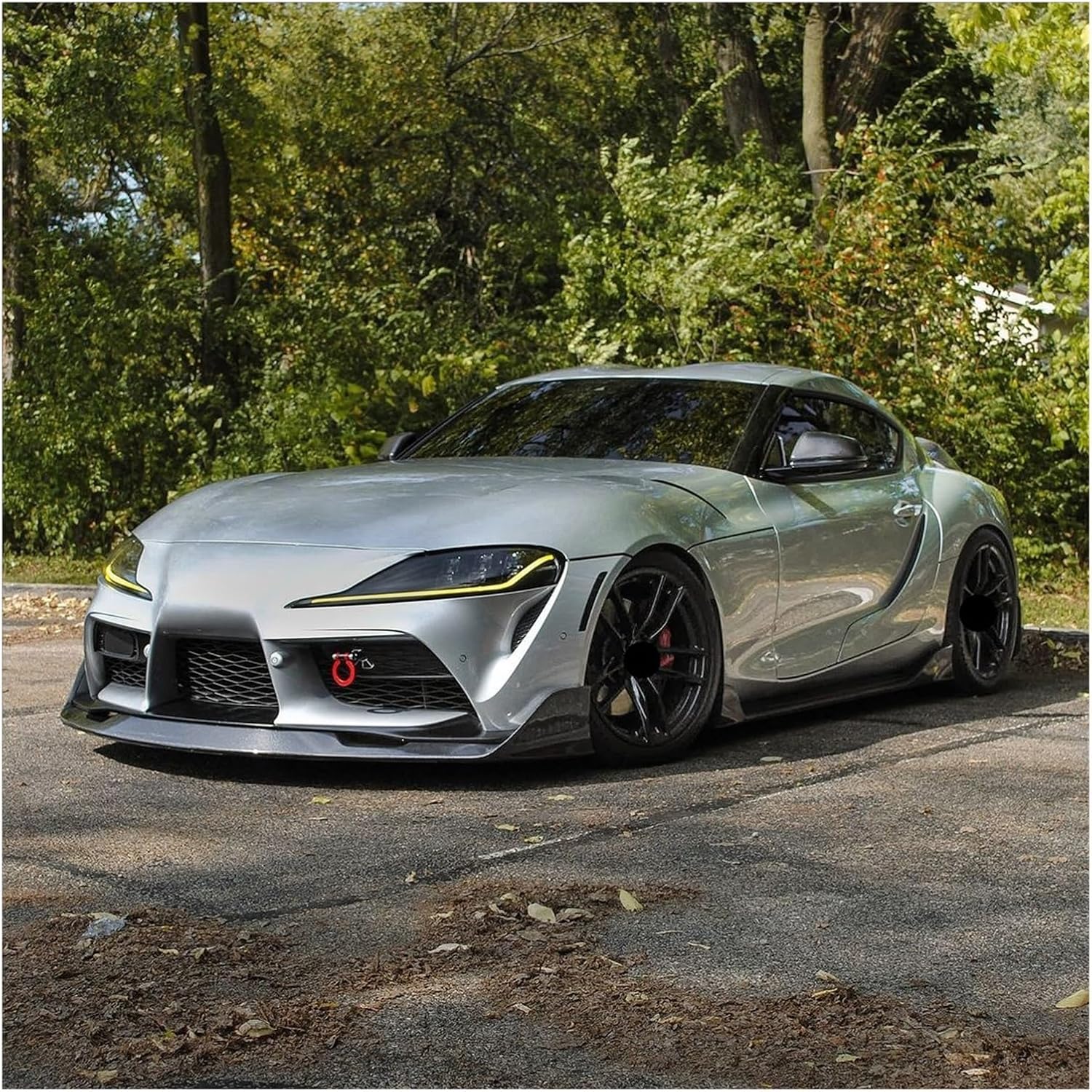 AG Style Front Bumper Lip Compatible For Toyota Supra A90 A91 2020-2024 Spoiler Splitter Glossy Black 3PCS Body Kit Cars Accessories(Glossy Black)