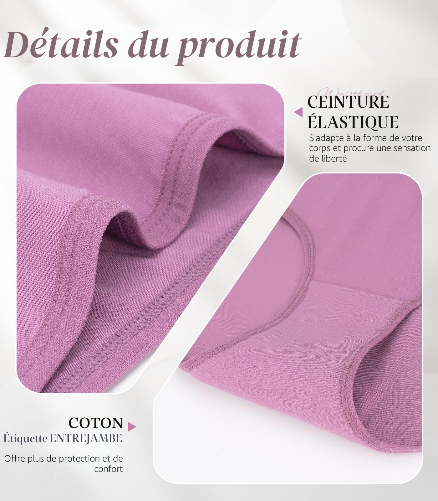 Culottes Femme Coton Élasticité Parfaite – Taille Moyenne, Confort Respirant – Lot de 6