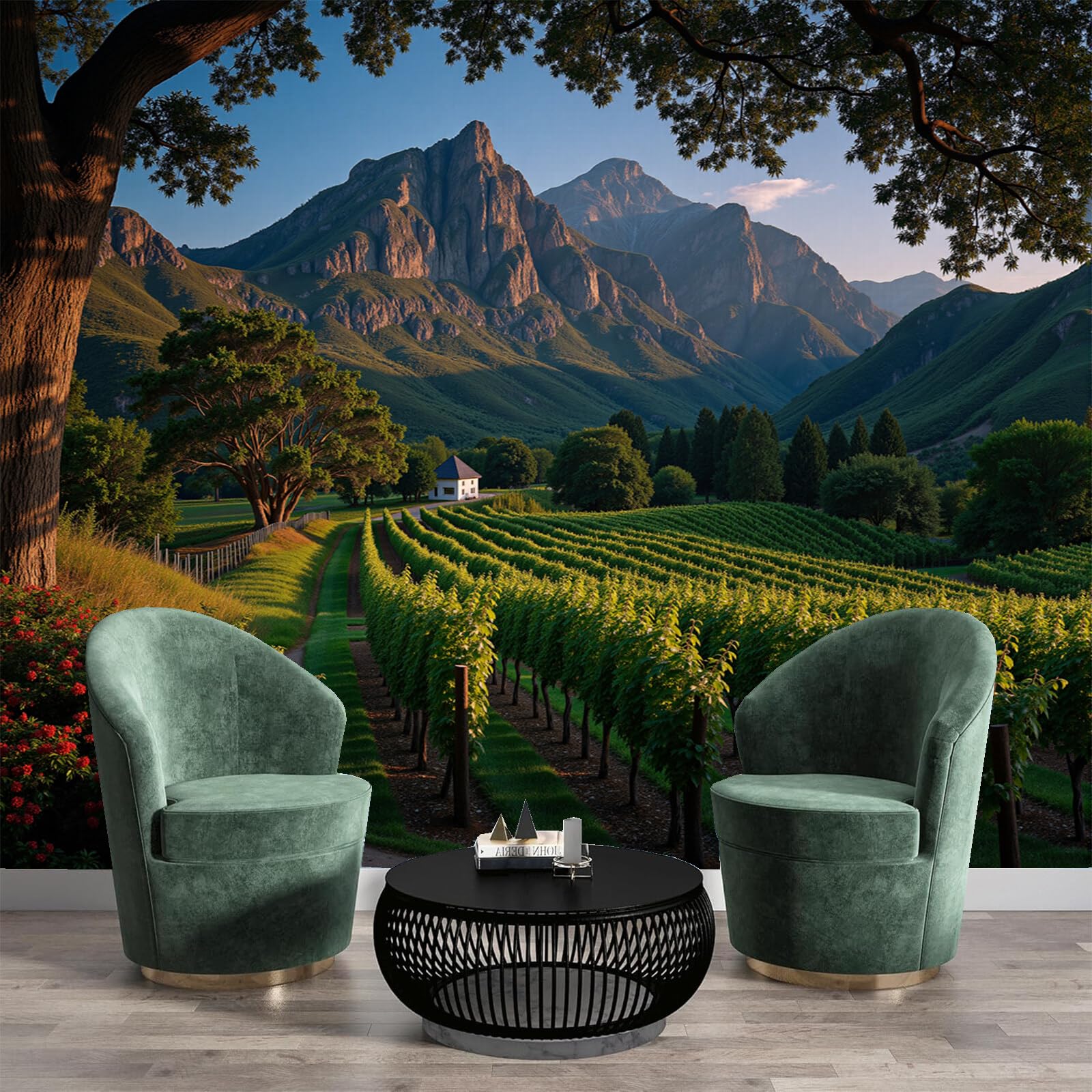 Fotomurales 3D Viñedo Soleado de 200X140Cm para decoración de pared en salón