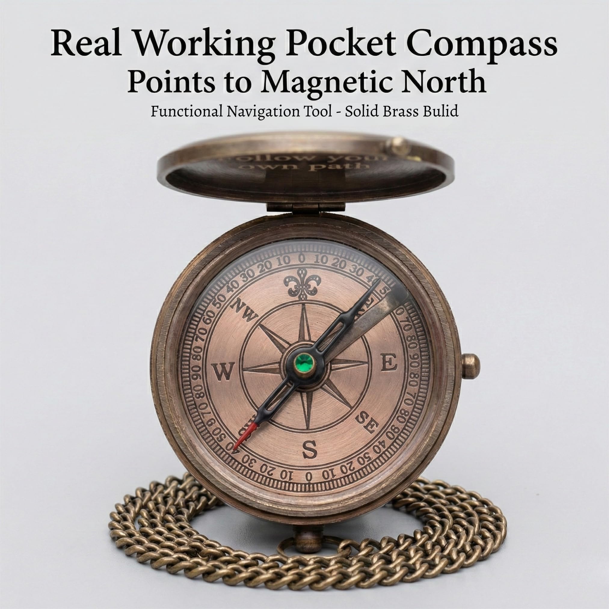 Engraved Brass Pocket Compass for Men Personalized Antique Compass Gift | Son Dad Husband Boyfriend Grandson Best Friend Anniversary Wedding Graduation Birthday Retirement Vintage Antique product thumbnail 4