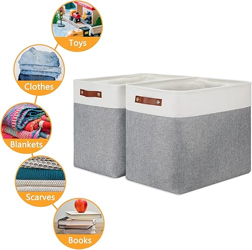 Vista 282 de DULLEMELO Canastas de almacenamiento pequeñas de 15 x 6 x 5.5 pulgadas, contenedores de almacenamiento de tela para tanque de inodoro