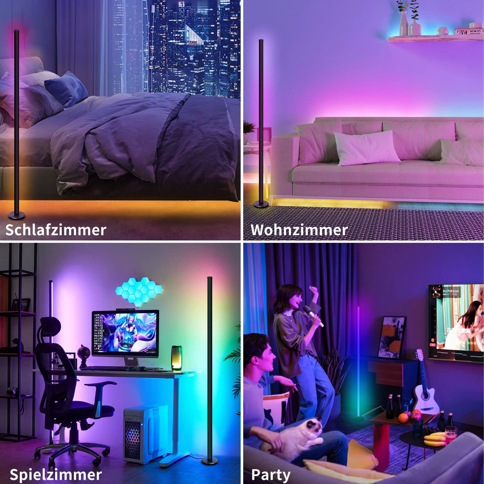 Lampada Da Terra LED RGB 10W Con Telecomando E App | Moderna Luci Colorate Con Sincronizzazione Musicale E Timer, Per Soggiorno E Camera