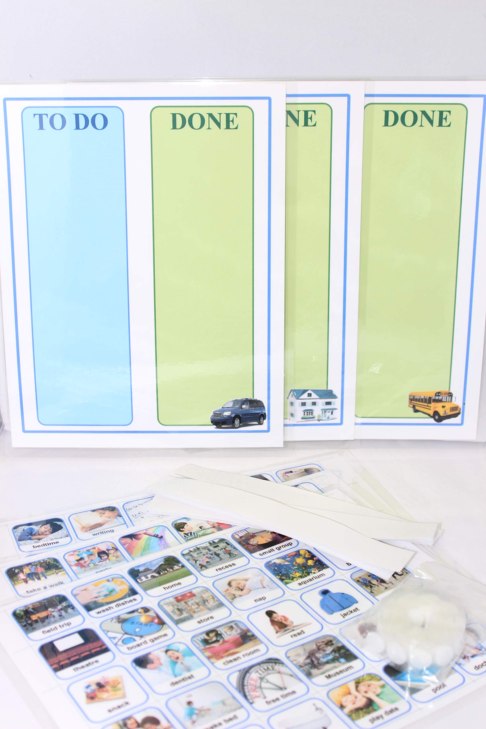 90 Real Life Photos Picture Cards & 3 Home, School, On The Go Chart -Great for Children’s Daily Routine, Chores & Responsibilities -Promotes Great Behavior & Independence (Consumer Needs to Cut)