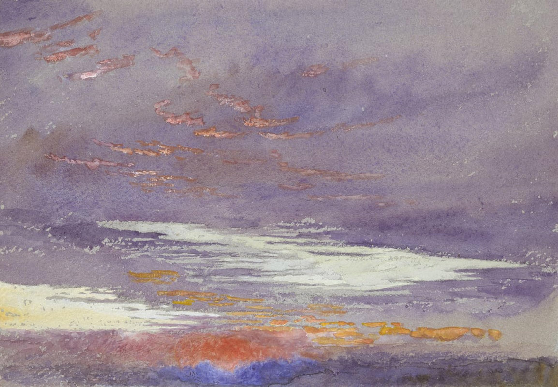 SERENDIPITP Aesthetic Poster Photo Wall Print Retro Picture Study of Dawn Purple Clouds March by John Ruskin Modern Wall Artwork for Home Decor 60x90cm