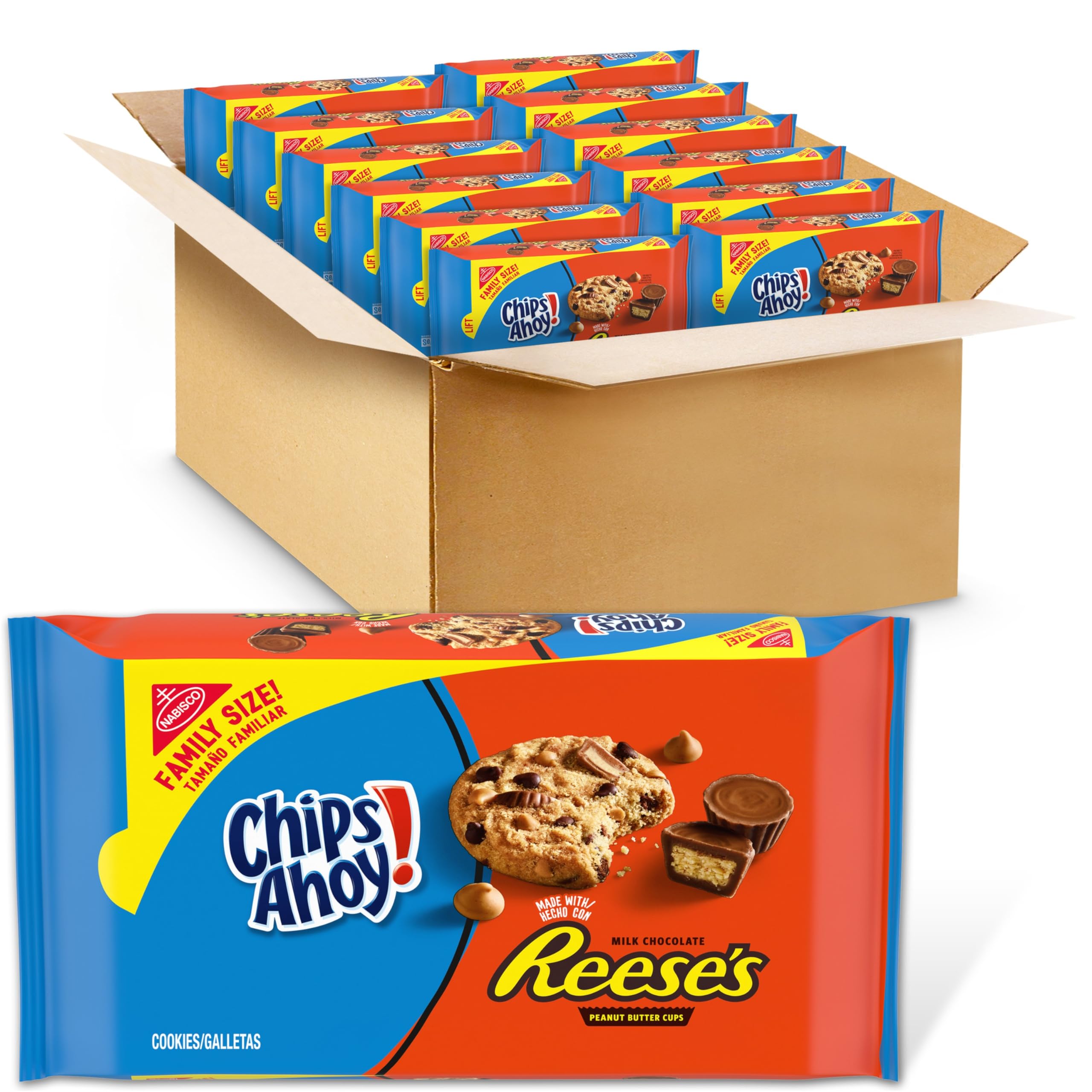 Chips Ahoy! Reese’s Peanut Butter Cup Chocolate Chip Cookies, Family Size, 12 - 14.25 oz Packs