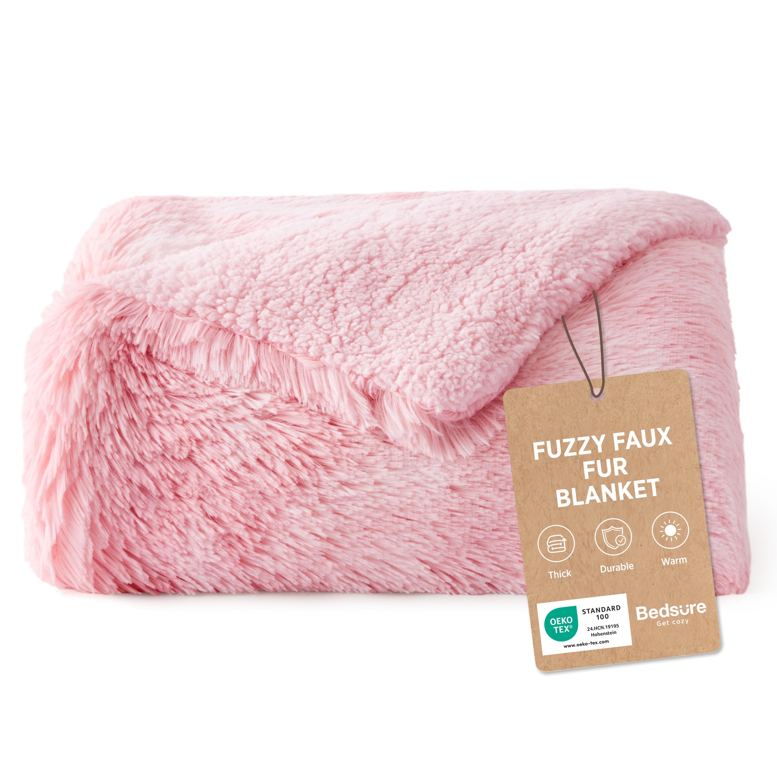 Bedsure Fluffy Sherpa Fleece Blanket - Faux Fur, Tie Dye Pink, 130x150 cm — image 1