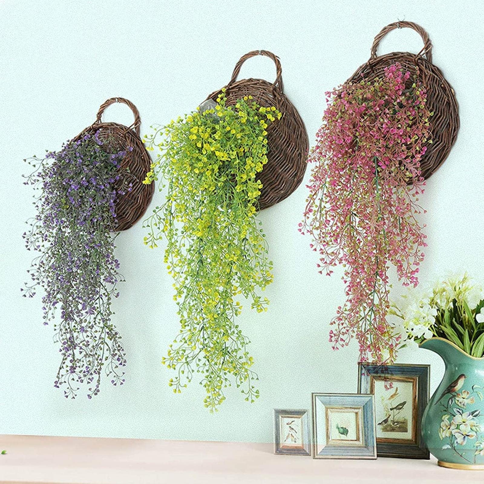 Efeu-Blätterkranz, Seidenrosen-Rankengirlande, Hochzeitsbogen, Familiengartendekoration, künstliche Blumen