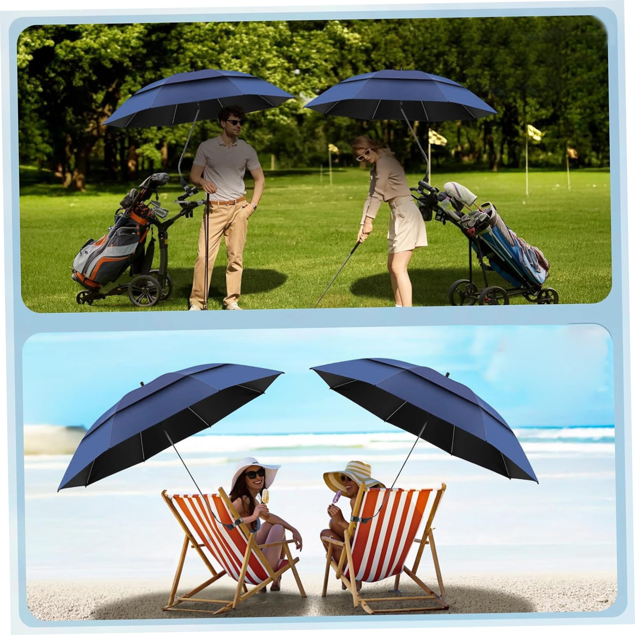 Parapluie de Chaise de Plage Pliable 47 Pouces avec Pince, Pare-Soleil résistant aux UV pour la Plage, Le Camping, la pêche, Parapluie détachable pour Chaise d'extérieur