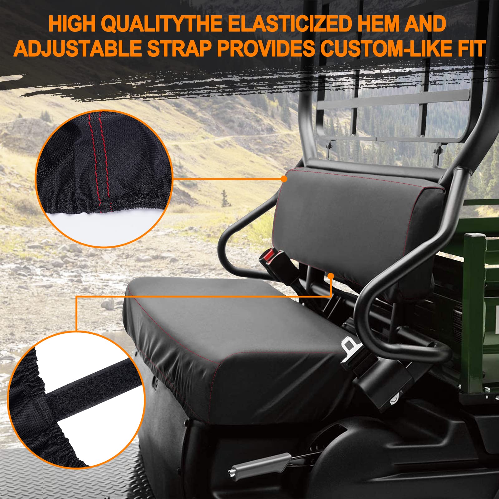 BORDAN UTV pokrowce na siedzenie, wodoodporne, na każdą pogodę, zestaw pokrowców na siedzenia do Kawasaki Mule 2001-2022 4000 4010 3000 3010 3020