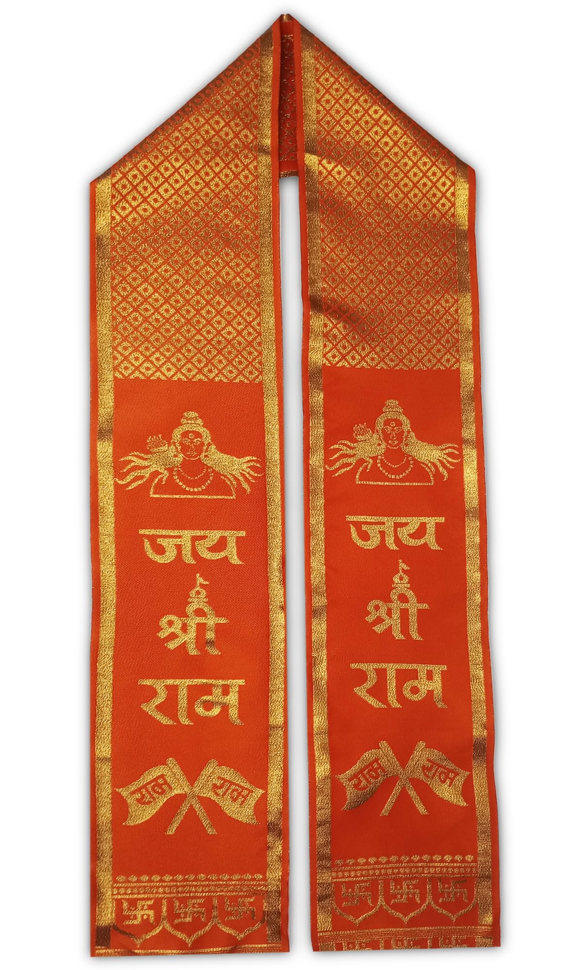 Orange color Ram Lal Scarf|Shri ram patka|Shri Ram Patka/Scraf l Prabhu Shri Ram Gamcha for Men, Women l Satin fabric, Saffron, Shri Ram Printed gamcha-image-25