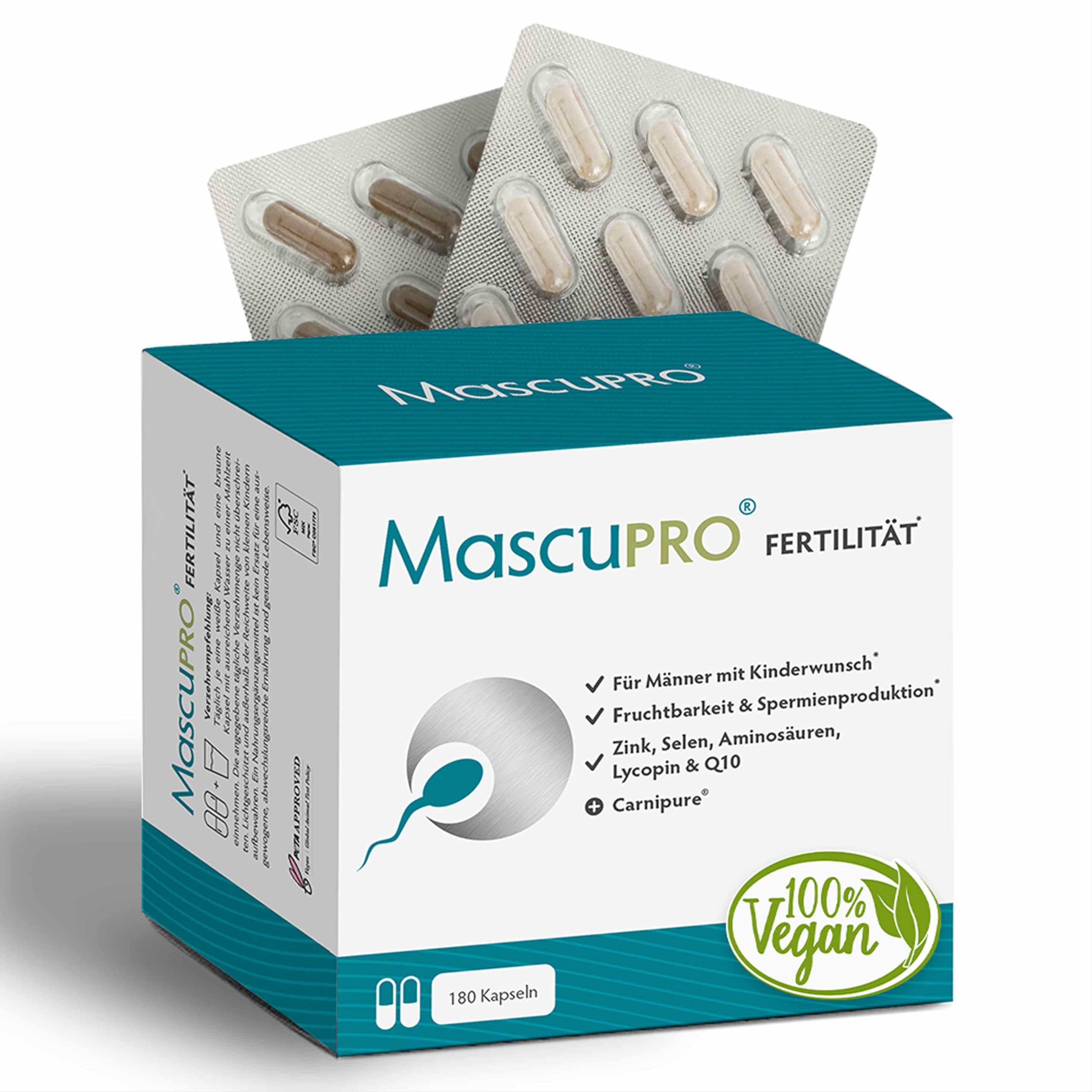 MascuPRO® Fertility Capsules for Men, Vegan, Fertility and Sperm Production, 180 Capsules, Zinc, Selenium, L-Carnitine and L-Arginine : Amazon.de: MascuPRO® Fertility Capsules for Men, Vegan, Fertility and Sperm Production, 180 Capsules, Zinc, Selenium, L-Carnitine and L-Arginine : Amazon.de: